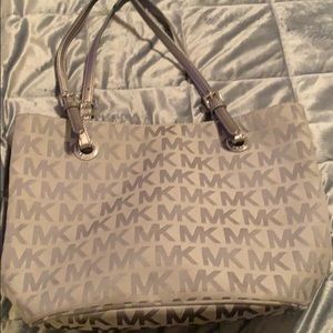 Michael Kors Silver Printed Tote